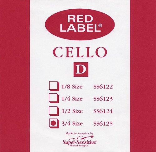 Super Sensitive Red Label 6125 Cello D String, 3/4