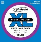 D'Addario EXL120 Nickel Wound Electric Guitar Strings, Super Light, 9-42 