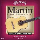Martin M160 Silverplated Ball End Classical Guitar Strings, High Tension 