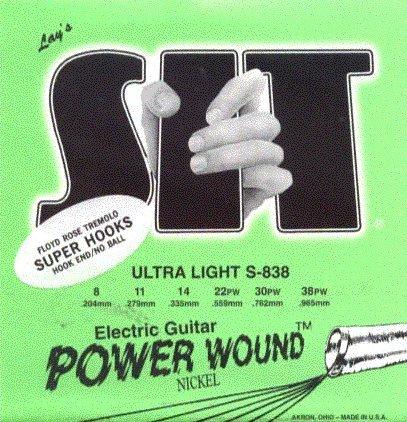 S I T Strings Electric Guitar Nickel Power Wound Super Hooks Ultra Light, .008 - .038, S838FR 