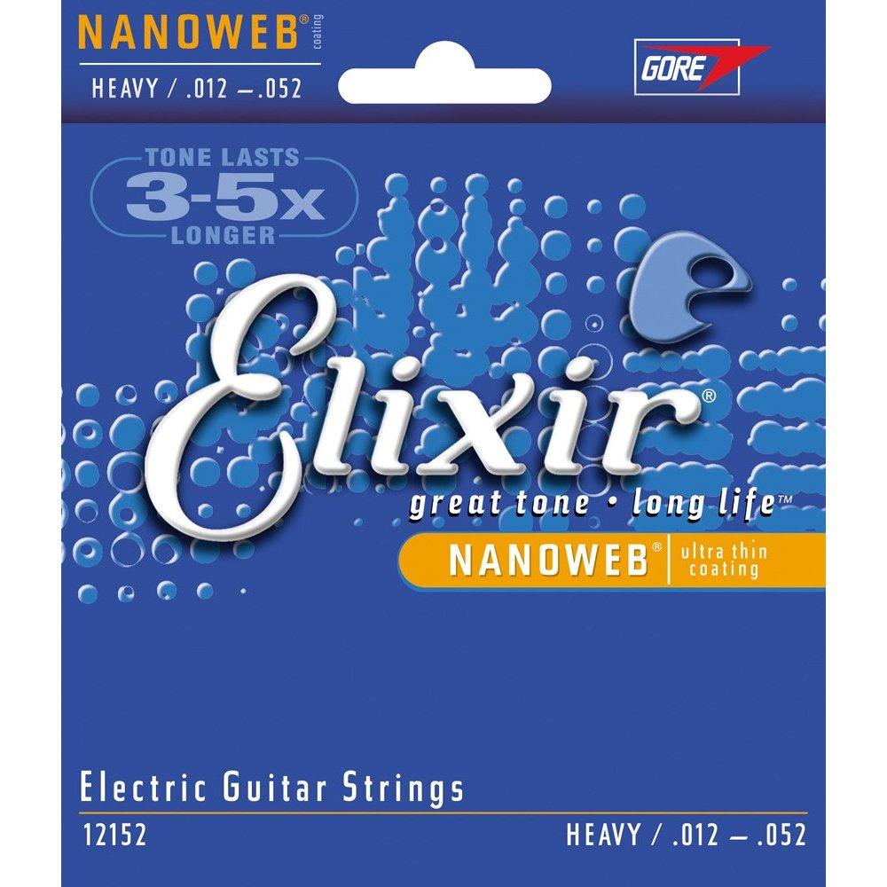 Elixir Strings Electric Guitar Strings, 6-String .012-.052 Heavy NANOWEB Coating